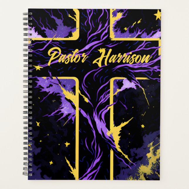 Unique Personalized Christian Cross Church Pastor  Planner (Front)