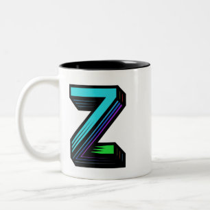 Unique Personalized colourful Monogram initial Z Two-Tone Coffee Mug