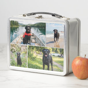 Unique personalized custom 12 Photo Collage Metal Lunch Box