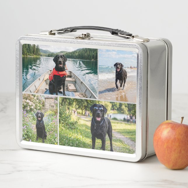 Unique personalized custom 12 Photo Collage Metal Lunch Box (In Situ)