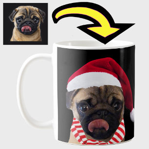 Unique Personalized Dog Santa Hat Photo Gift Mom. Coffee Mug