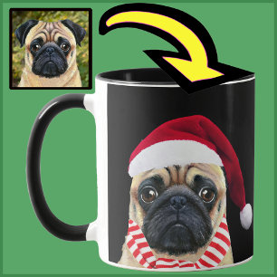 Unique Personalized Dog Santa Hat Photo Gift Mom. Mug