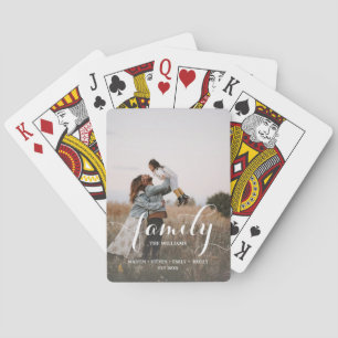 Unique Personalized Family Script Photo Playing Cards