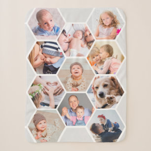 Unique Personalized Geometric 11 Photo Collage Sherpa Blanket