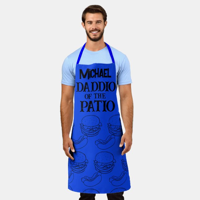 Unique Personalized Grilling Attire Dad Mens Apron (Worn)
