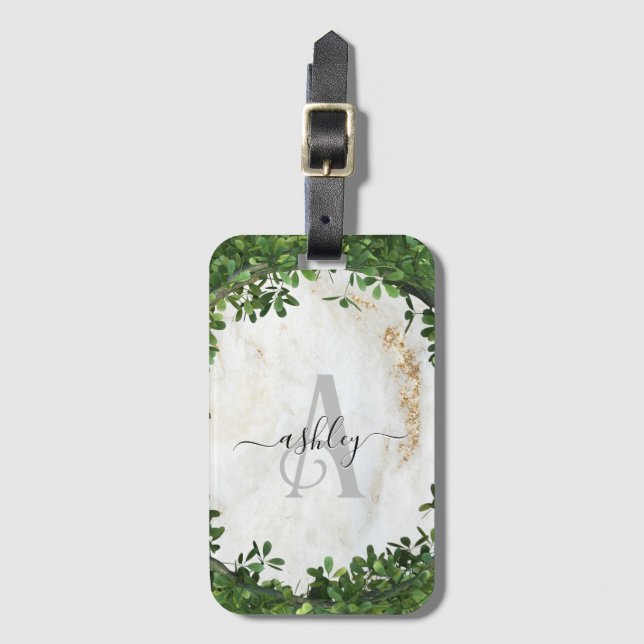 Unique Personalized Keychain with Botanical Theme Luggage Tag (Front Vertical)