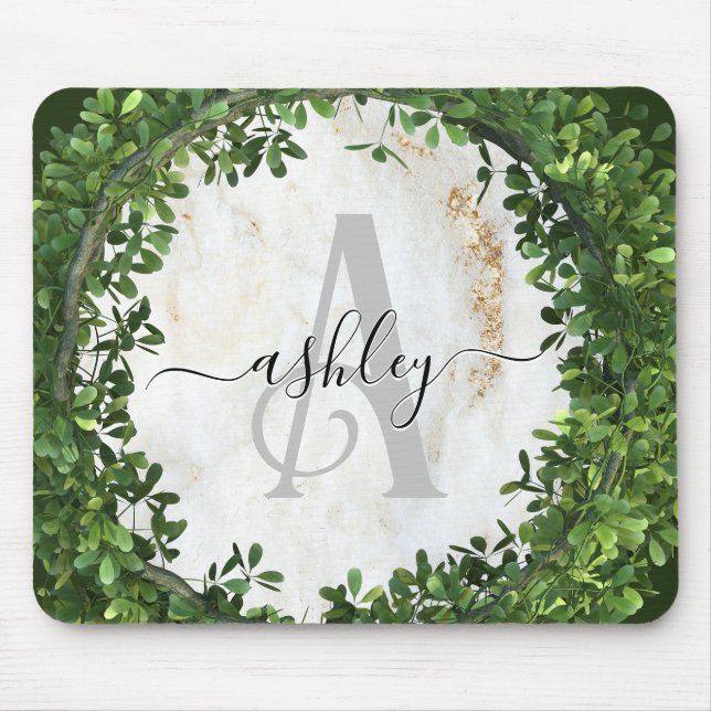 Unique Personalized Keychain with Botanical Theme Mouse Pad (Front)