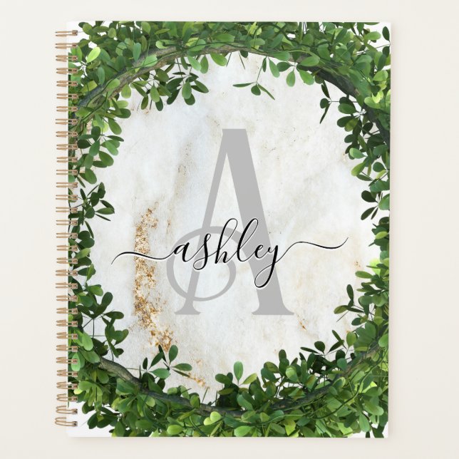 Unique Personalized Keychain with Botanical Theme Planner (Front)