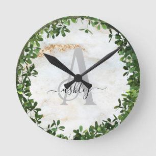 Unique Personalized Keychain with Botanical Theme Round Clock