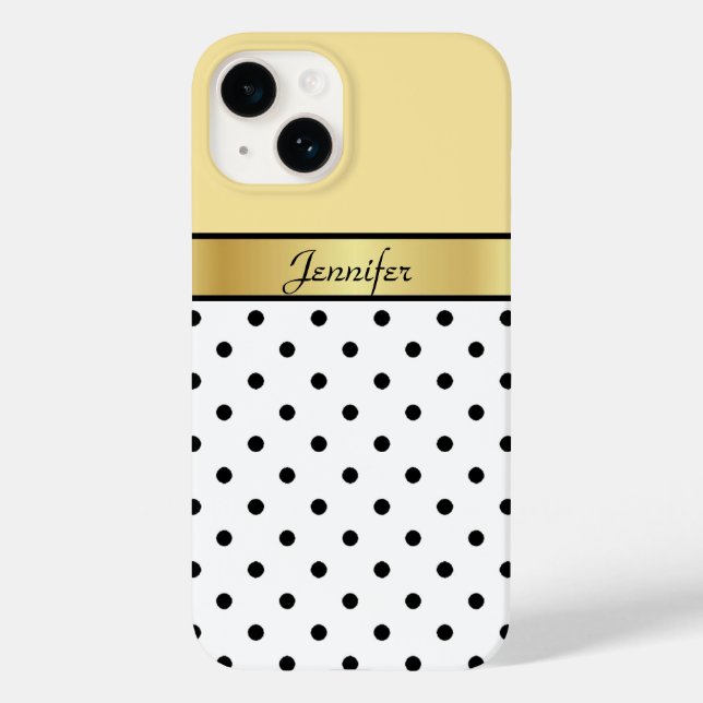 Unique Personalized Lemon Yellow, White Black Dot Case-Mate iPhone Case (Back)