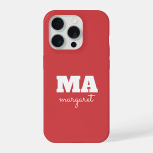 Unique Personalized pink & White Name Monogram iPhone 15 Pro Case