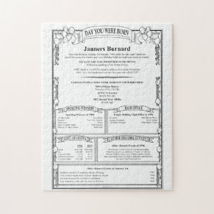 Unique Personalized To The Day Birthday History Jigsaw Puzzle
