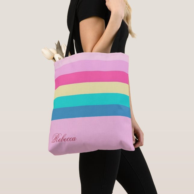 Unique Personalized Tote with Vibrant Colours (Close Up)