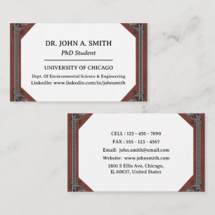 Unique PhD Student Business Card