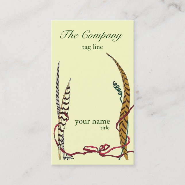 Unique Pheasant Feathers Custom Business Cards (Front)