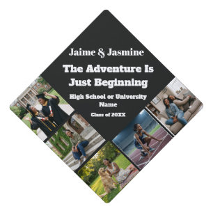 Unique Photo Adventure is Just Beginning Quote Graduation Cap Topper
