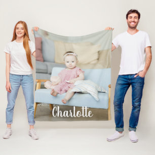 Unique Photo and Text Personalized Fleece Blanket