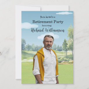 Unique Photo Watercolor Golf Theme Invitation