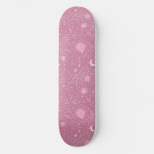 Unique Pink Astrology Design Skateboard