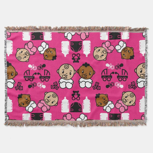 Unique Pink New Baby Gift  Throw Blanket (Front)