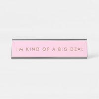 Unique Pink Novelty Funny Desk Name Plate