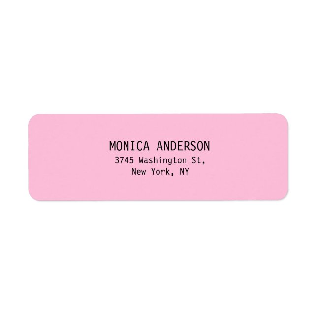 Unique Pink Plain Modern Return Address Label (Front)