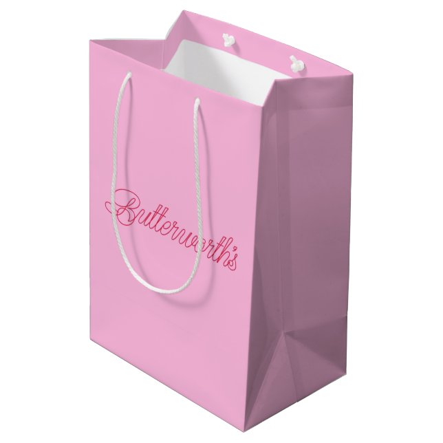 Unique Pink & Red Typography Business Name  Medium Gift Bag (Back Angled)