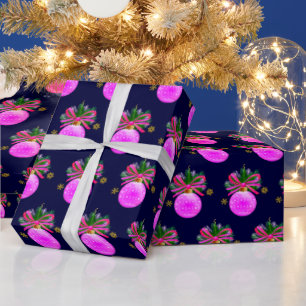Unique Pink Ribbon Bauble Wrapping Paper