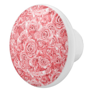 Unique Pink Rose Ceramic Knob