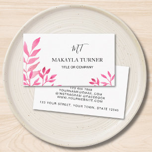 Unique Pink Watercolor Business Card