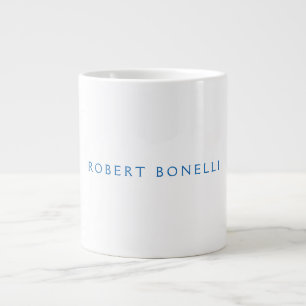 Unique Plain White Blue Minimalist Modern Large Coffee Mug
