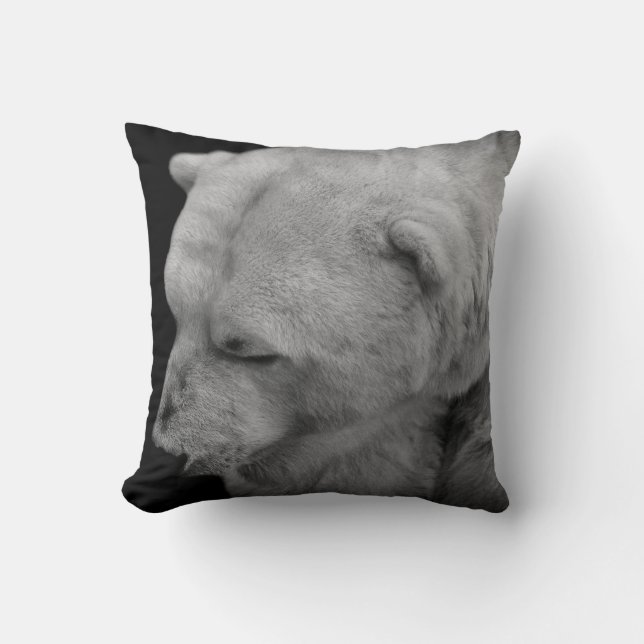 Unique Polar Bear Photo with Facts Throw Pillow (Front)