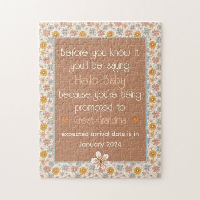Unique Pregnancy Annoucement Gift Vintage Retro Jigsaw Puzzle (Vertical)
