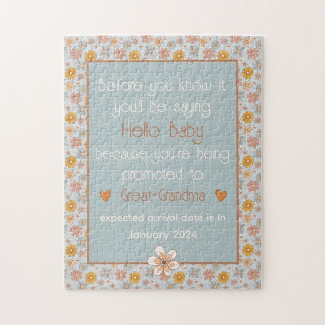 Unique Pregnancy Annoucement Gift Vintage Retro Jigsaw Puzzle (Vertical)