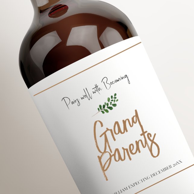 Unique Pregnancy Baby Announcement Grandparents  Wine Label (Unique Pregnancy Baby Announcement Grandparents Wine Label)