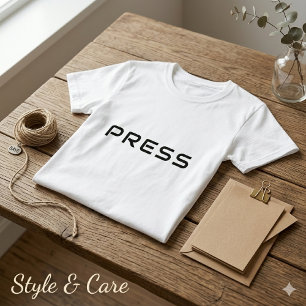 Unique PRESS Text Tee with Minimalist Design