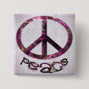 Unique Pretty Peace Sign 2 Inch Square Button