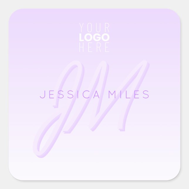 Unique Professional Name Template | Light Purple Square Sticker (Front)