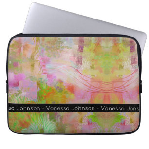 Unique psychedelic abstract personal luscious pink laptop sleeve
