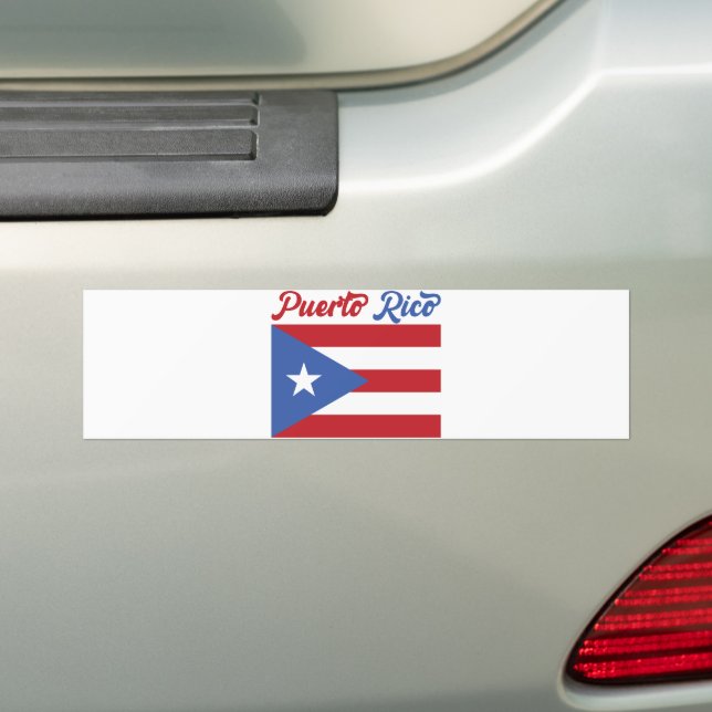 Unique Puerto Rico Flag Folded Bumper Sticker (On Car)