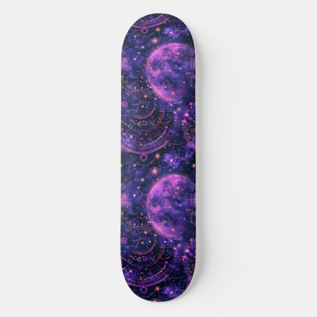 Unique Purple Astrologie Design Skateboard (Recto)