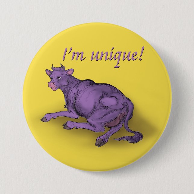 Unique! purple cow 3 inch round button (Front)