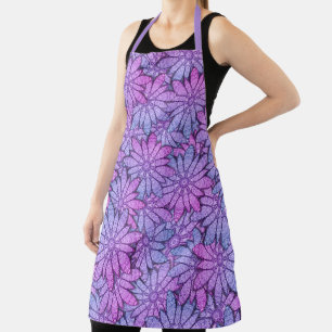 Unique Purple Floral Apron