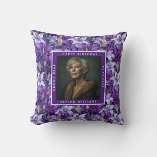 Unique Purple Lilies Sparkle Mom’S Birthday Throw Pillow
