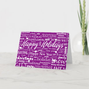 Unique Purple Modern Whimsical Christmas Script  Holiday Card