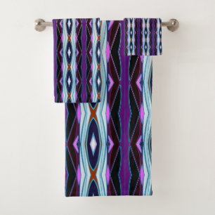 Unique Purple Pattern Bath Towel Set