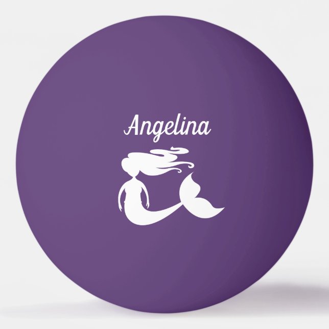 Unique purple ping pong balls with mermaid logo (Front)