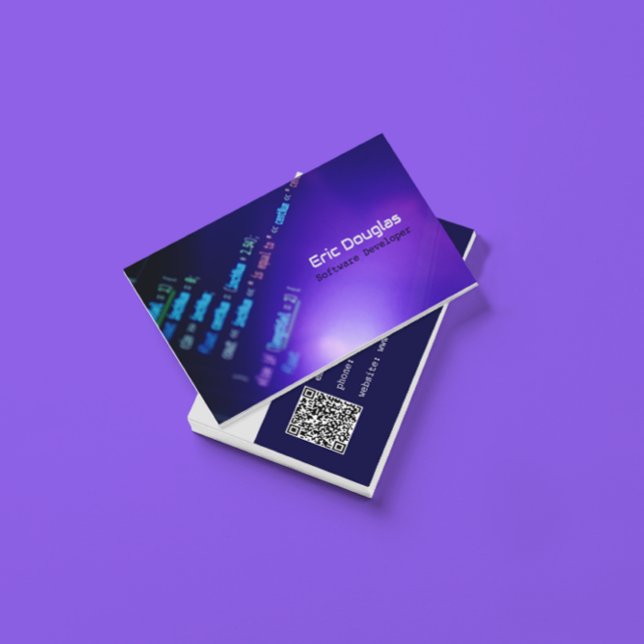 Unique Purple Software Tech Professional QR Code Business Card (Creator Uploaded)