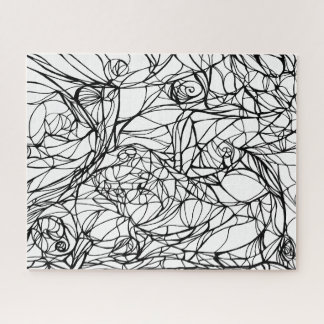 unique PUZZLE hand-drawn line art, color this puzz