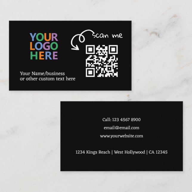 Unique QR code personalized scannable website Business Card (Front/Back)